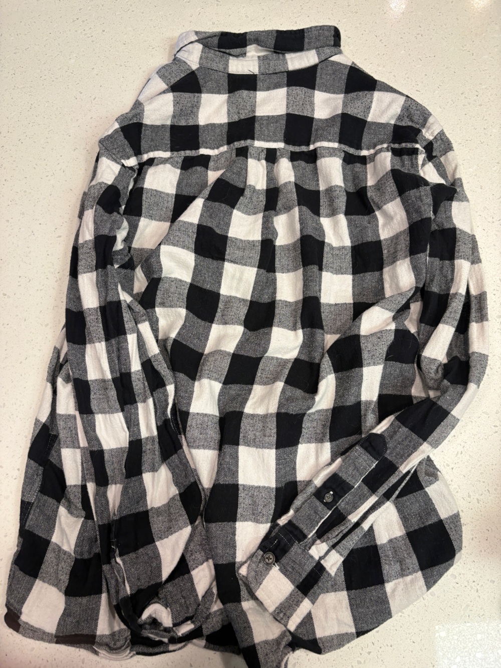 Black and White Buffalo Check Button-Up Shirt